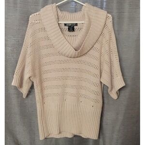 NWOT United States Sweaters Womens Cowl Neck Pink Sparkly Glitter Sweater Size S